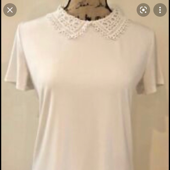 NWT Karl Lagerfeld white top with white lace collar size large - Picture 8 of 9